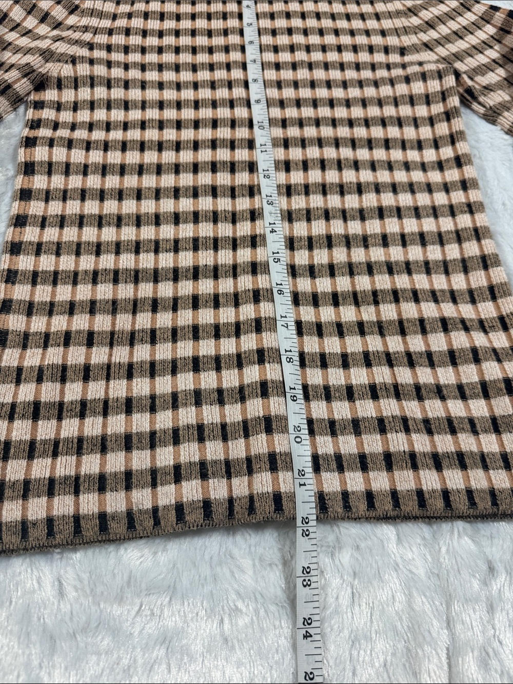 Maeve Beige & Black Check Ribbed Turtleneck Sweater - Picture 7 of 7
